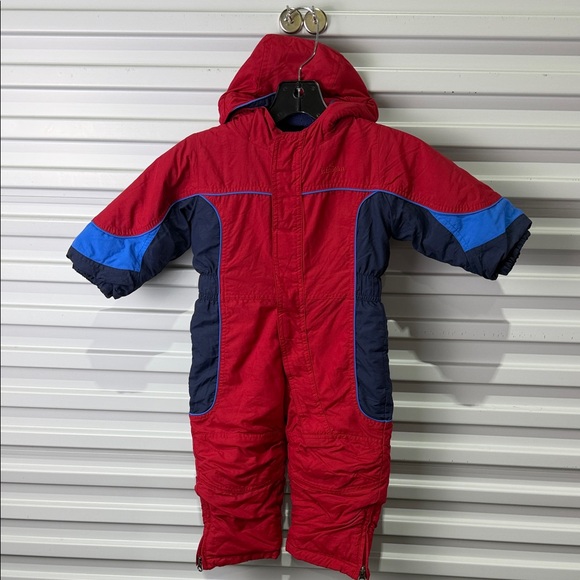 L.L. Bean Kids Red and Blue Puffer Suit One Piece 12-18 months.
